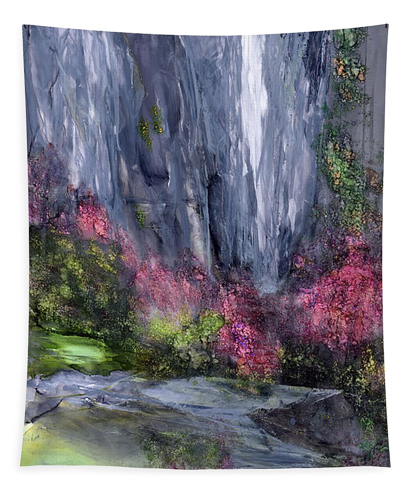Abstract Landscape Tapestry featuring the painting Emerald Grotto by Charlene Fuhrman-Schulz
