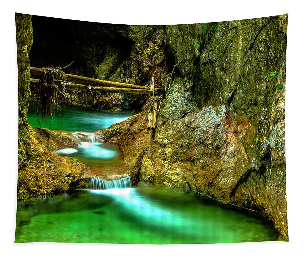 Ravine Tapestry featuring the photograph Emerald Ravine by Wolfgang Stocker