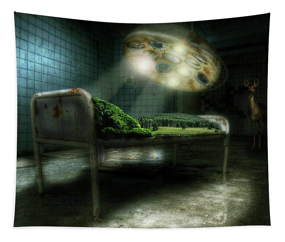 Lamp Tapestry featuring the digital art Emergency Nature by Nathan Wright