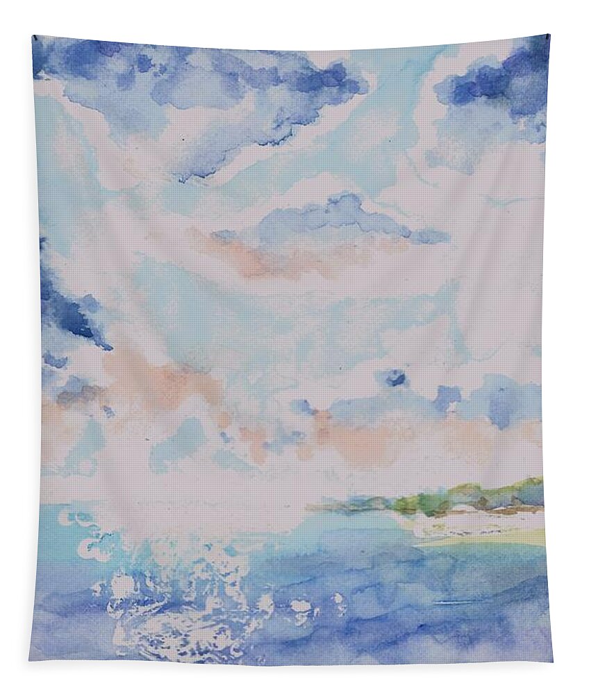Clouds Tapestry featuring the painting Emerging Sun 2 by Reed Novotny