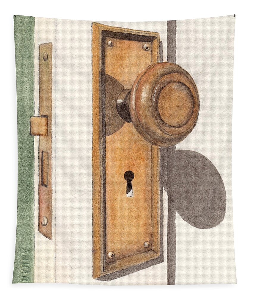 Door Tapestry featuring the painting Emily's Door Knob by Ken Powers