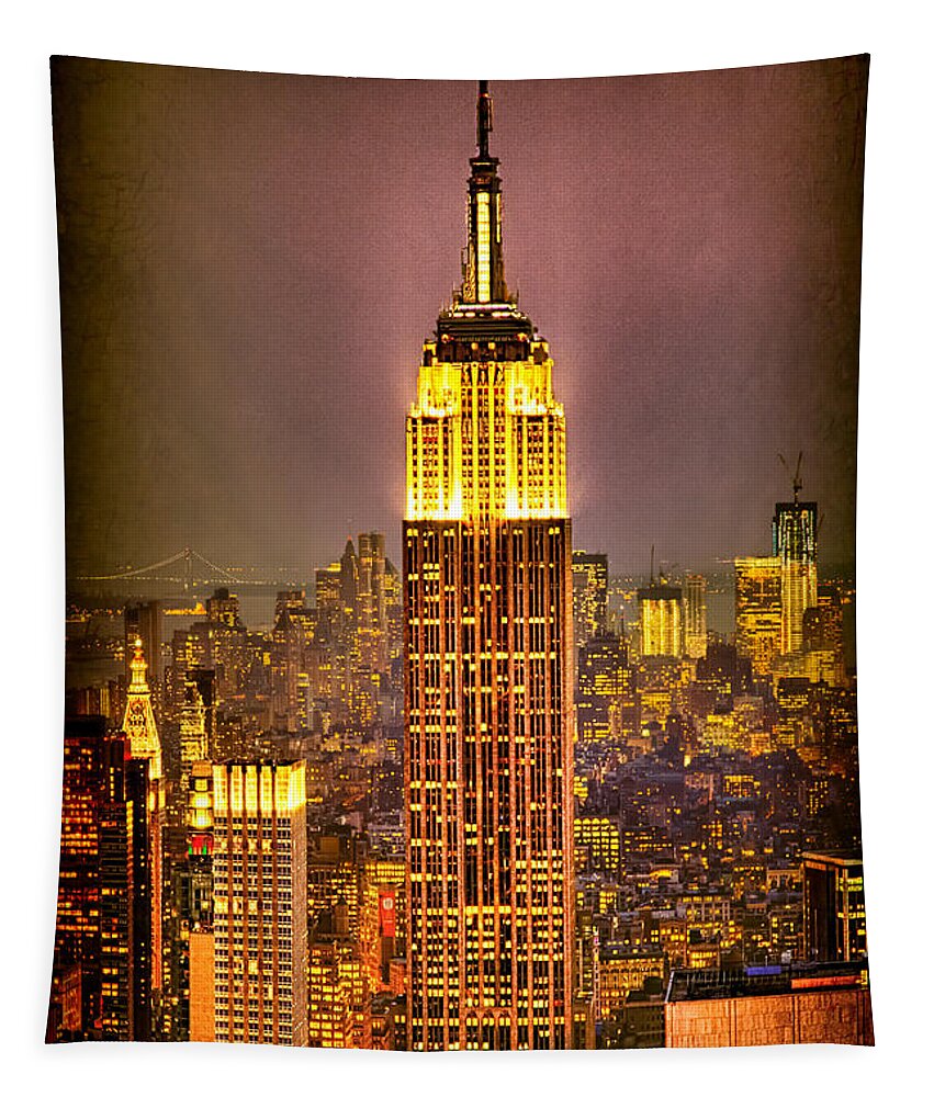 New York Tapestry featuring the photograph Empire Light by Chris Lord