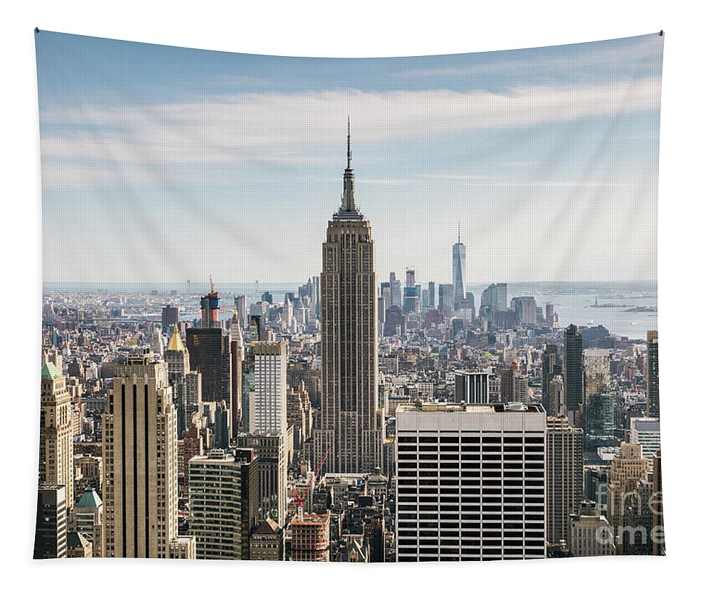 New York Tapestry featuring the photograph Empire State building and Manhattan skyline, New York city, USA by Matteo Colombo