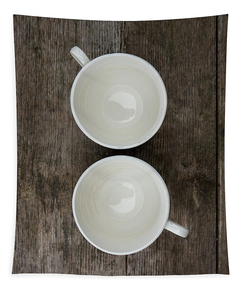 Cup Tapestry featuring the photograph Empty White Coffee Cups by Edward Fielding