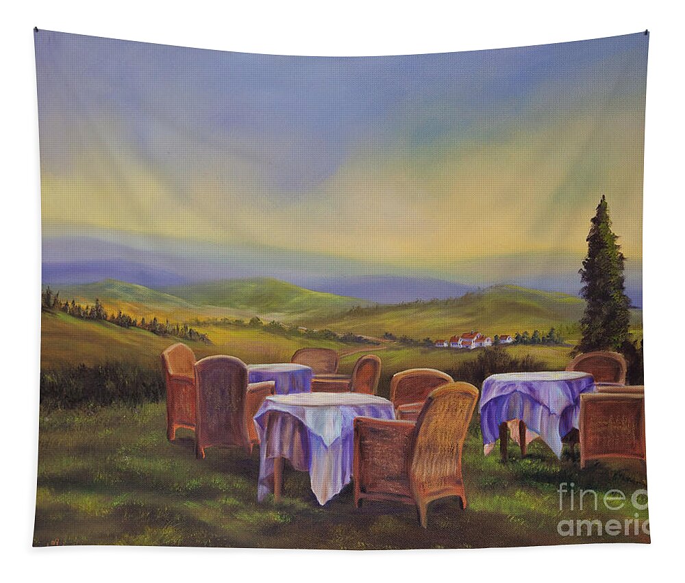 Tuscany Painting Tapestry featuring the painting End of a Tuscan Day by Charlotte Blanchard