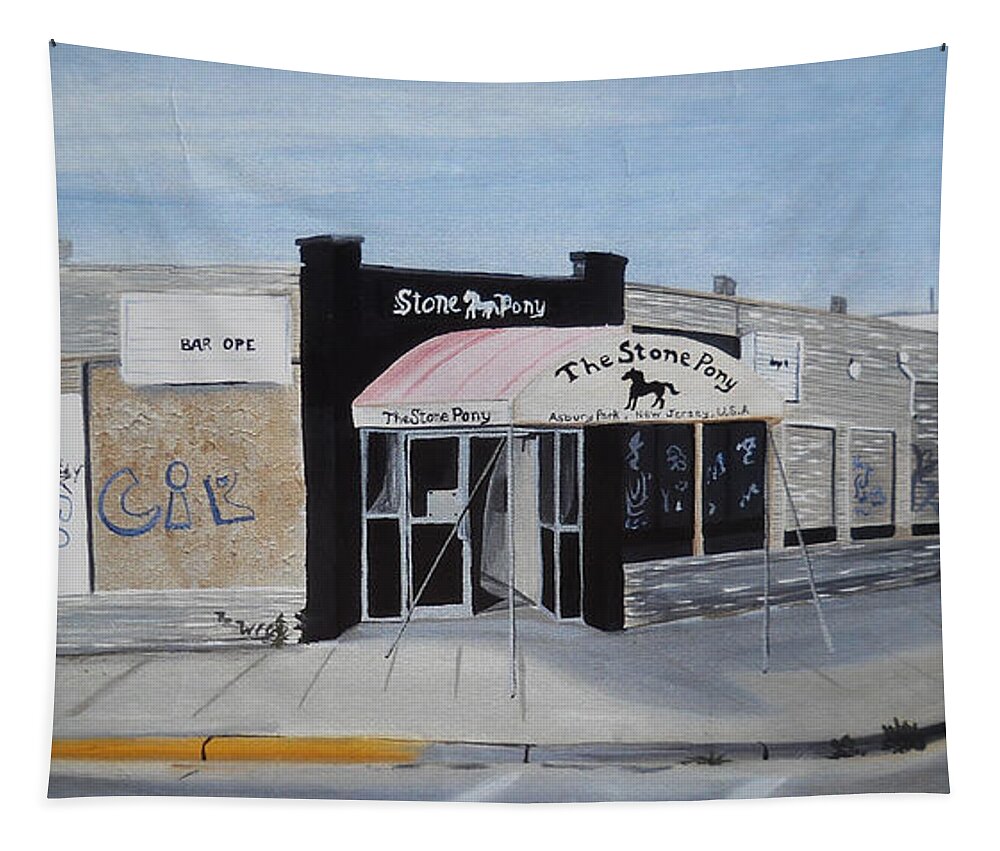 Acrylic Painting Of The Stone Pony Tapestry featuring the painting End of an Era by Patricia Arroyo