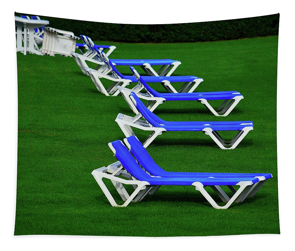 Lawn Chairs Tapestry featuring the photograph End of Season II by Richard Ortolano
