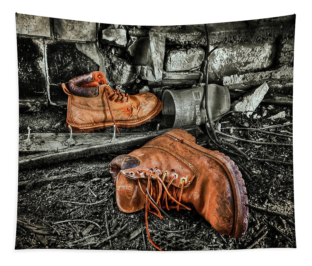 Boot Tapestry featuring the photograph End of the Road by Evelina Kremsdorf