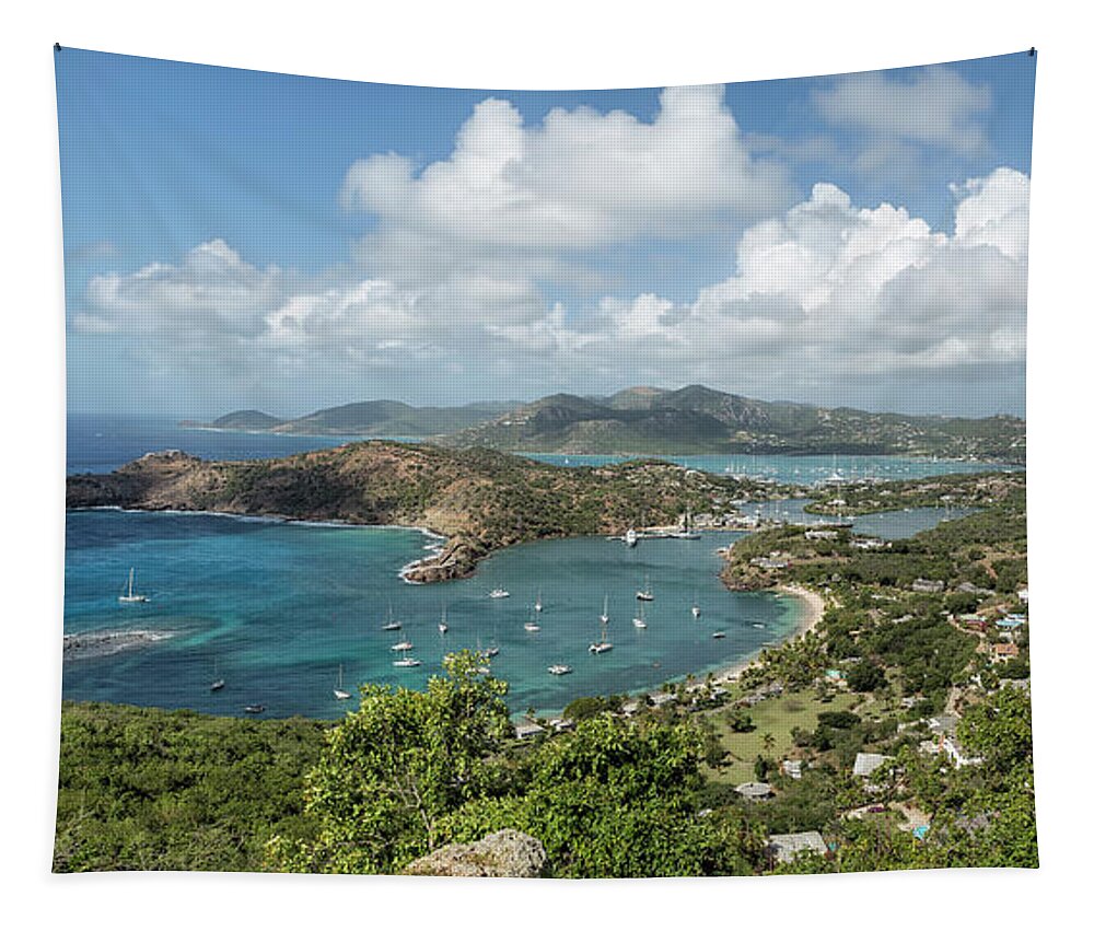 English Harbor Tapestry featuring the photograph English Harbor as Seen from Shirley Heights - Antigua by Belinda Greb