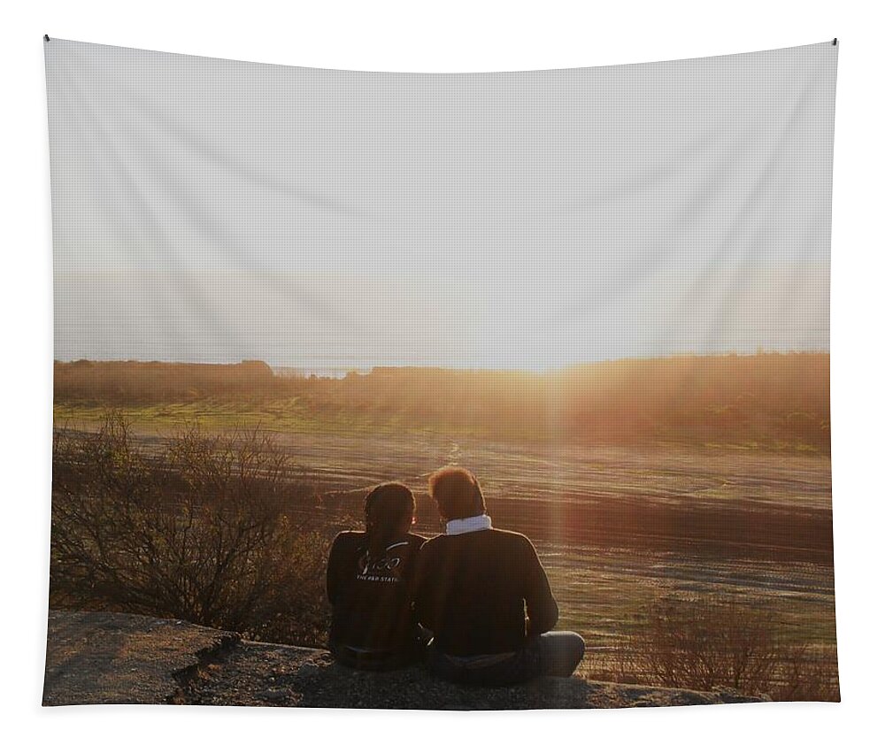 Sunset Tapestry featuring the photograph Enjoying the sunset by Maria Aduke Alabi