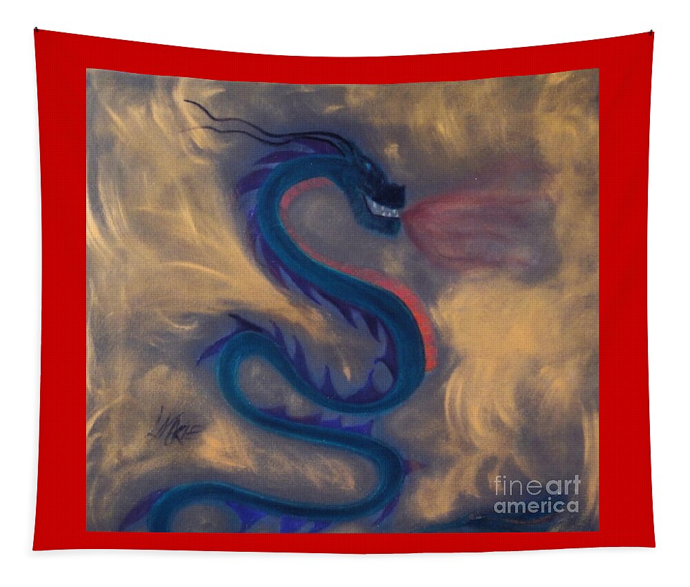 Dragon Tapestry featuring the painting Enter the Dragon by Artist Linda Marie