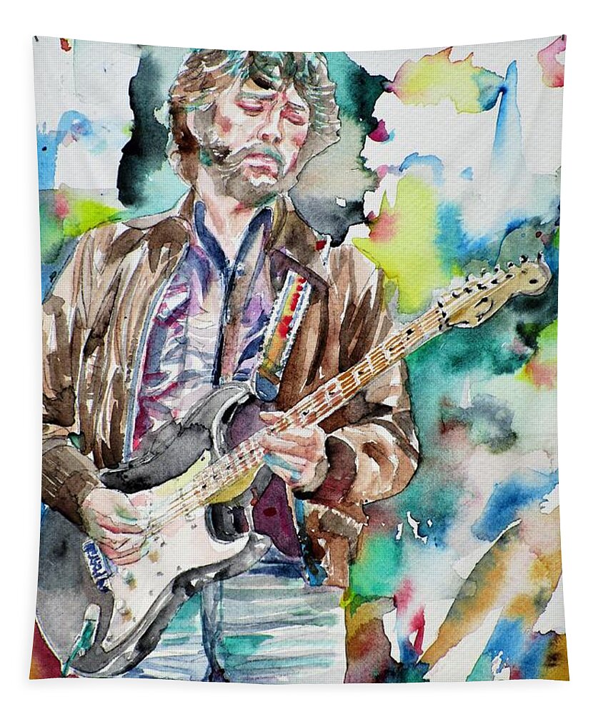 Eric Clapton Tapestry featuring the painting ERIC CLAPTON - watercolor portrait.2 by Fabrizio Cassetta