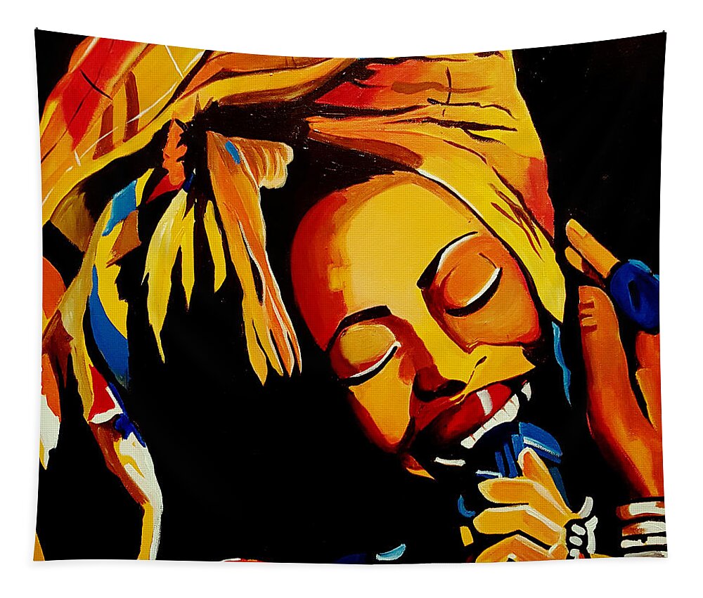 Erykah Badu Colorfulr Soul Tapestry featuring the painting E's Inner Soul by Femme Blaicasso