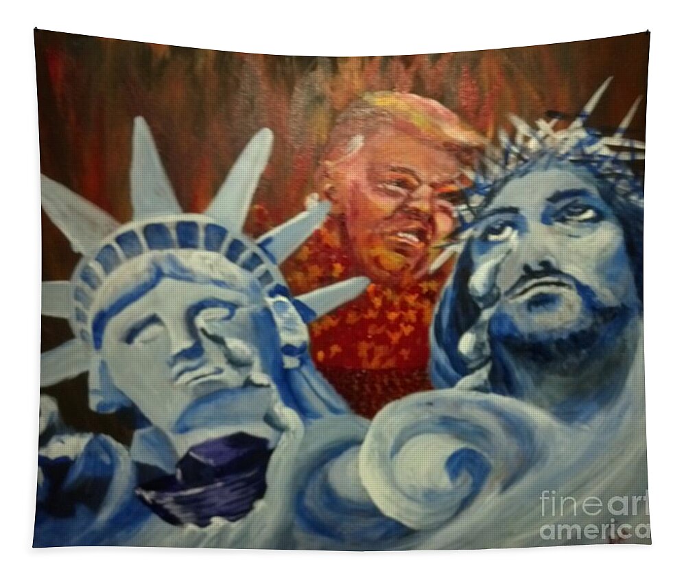 Politics Tapestry featuring the painting Escape on Tears of Love and Liberty by Saundra Johnson