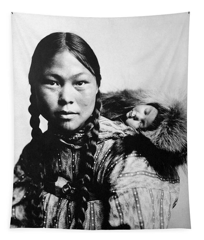 1906 Tapestry featuring the photograph Eskimo Woman And Child by Granger