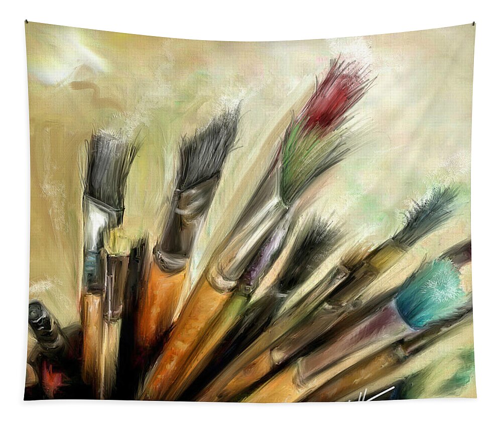 Paint Tapestry featuring the mixed media Essentials... Tools of the trade by Mark Tonelli