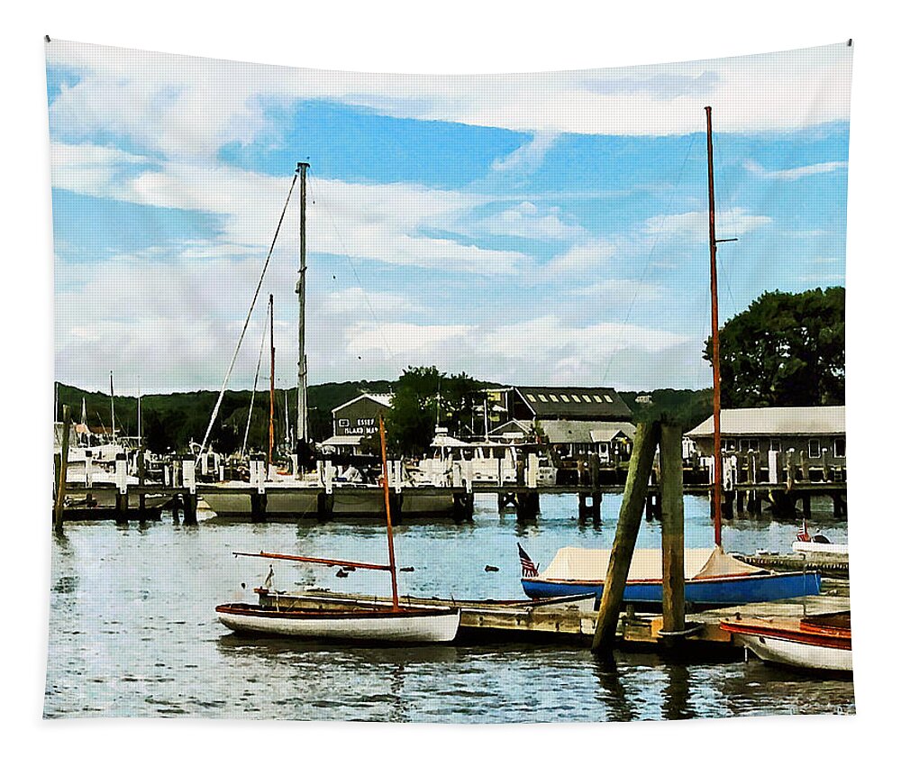 Boat Tapestry featuring the photograph Essex CT Marina by Susan Savad