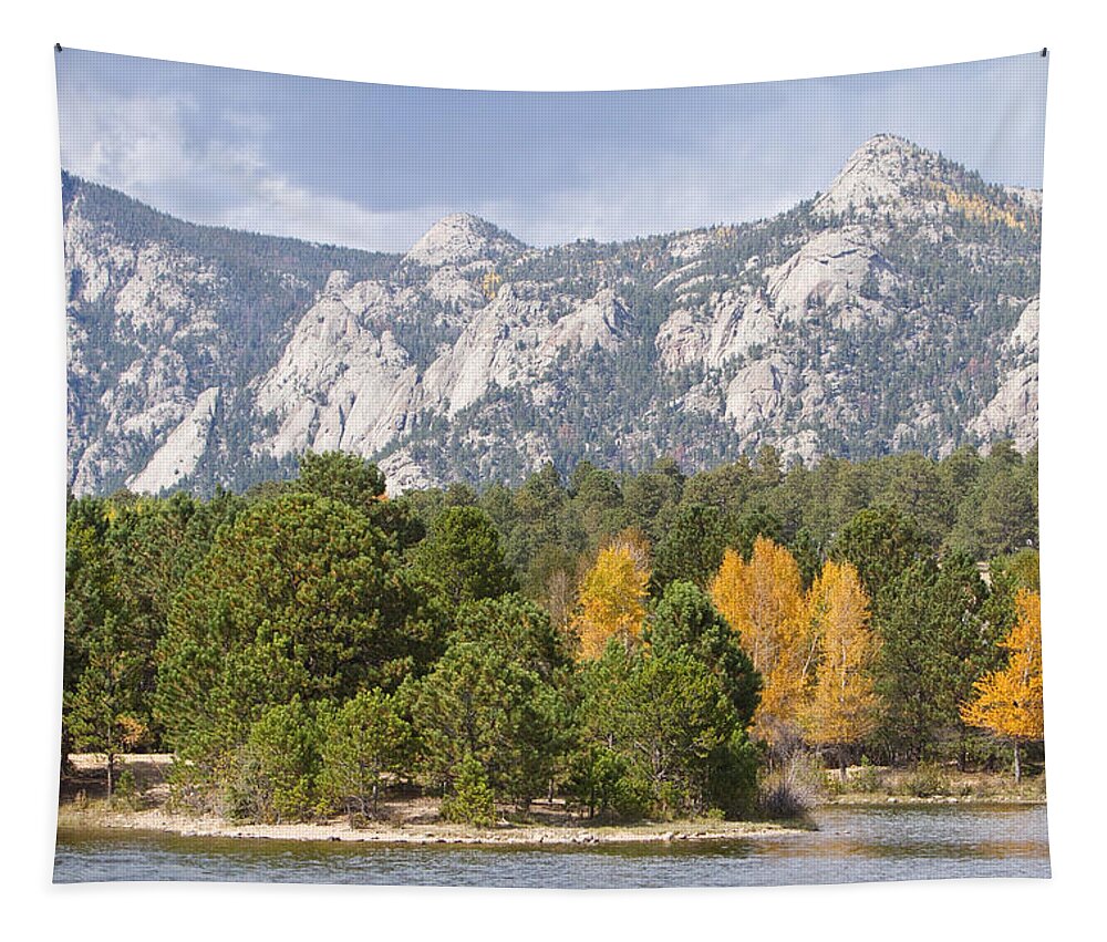 'estes Park' Tapestry featuring the Estes Park Colorful Colorado Autumn Lake View  by James BO Insogna