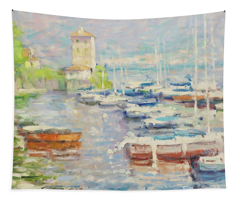Fresia Tapestry featuring the painting Etude in Warm Blue by Jerry Fresia