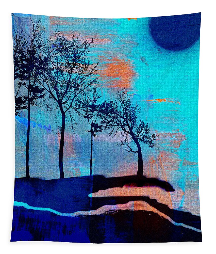 Blue Tapestry featuring the painting Evening by Amy Shaw