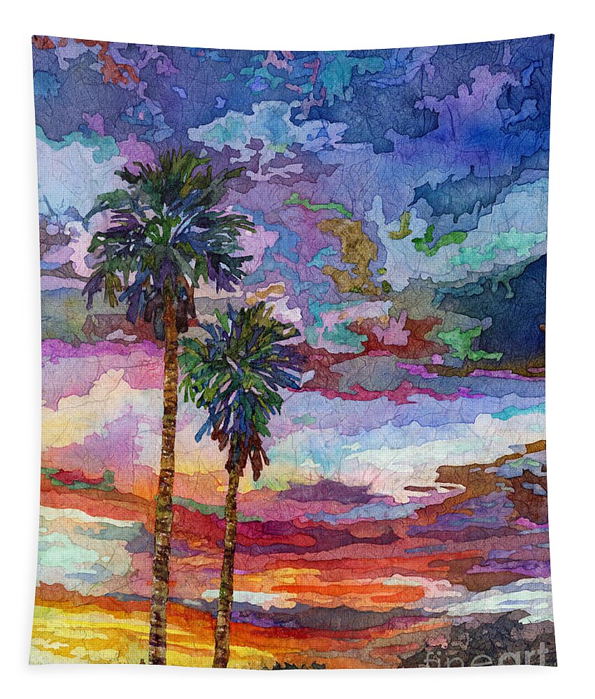 Sunset Tapestry featuring the painting Evening Glow by Hailey E Herrera