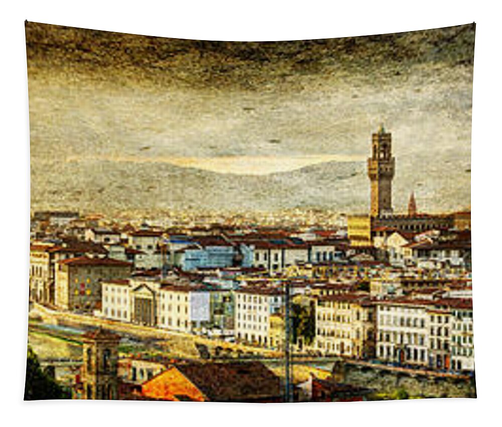 Florence Tapestry featuring the photograph Evening in Florence - Vintage Version by Weston Westmoreland