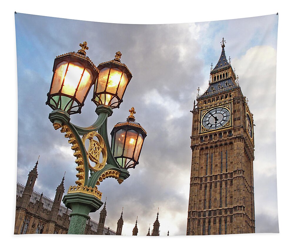 London Tapestry featuring the photograph Evening Light at Big Ben by Gill Billington