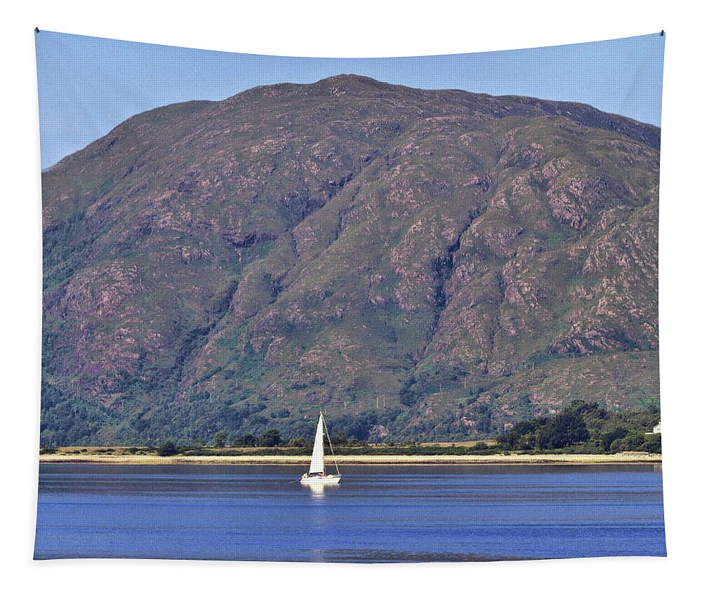 Lakes.lochs Tapestry featuring the photograph Evening on Loch Linnhie by Richard Denyer