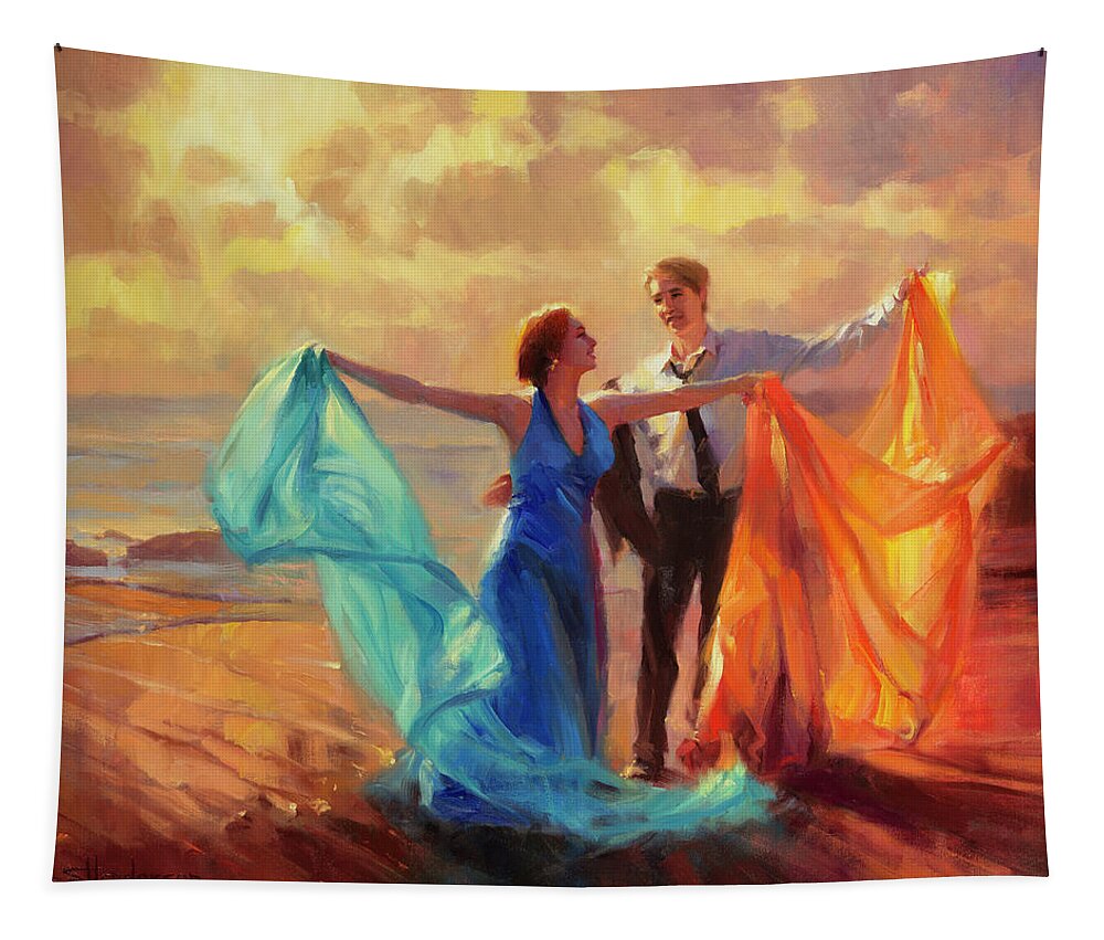 Romance Tapestry featuring the painting Evening Waltz by Steve Henderson