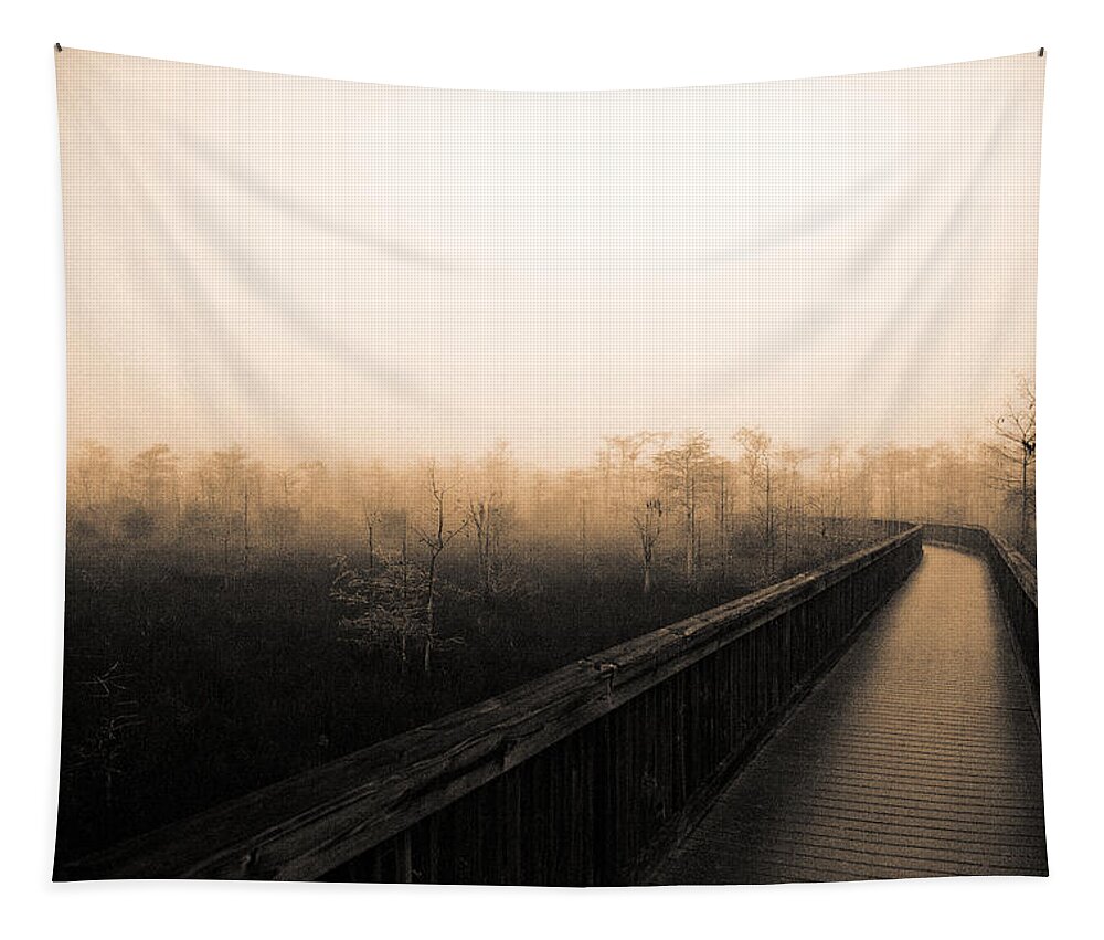 Cypress.swamp Tapestry featuring the photograph Everglades Boardwalk by Gary Dean Mercer Clark