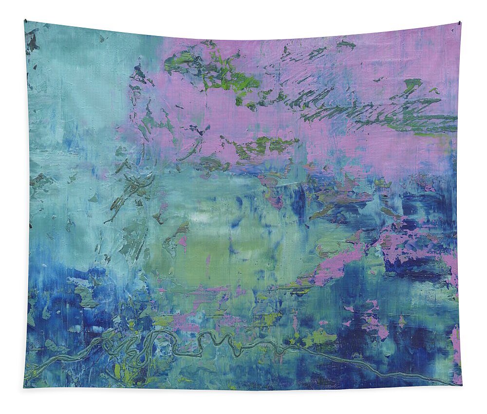 Abstract Tapestry featuring the painting Exotic by Marcy Brennan