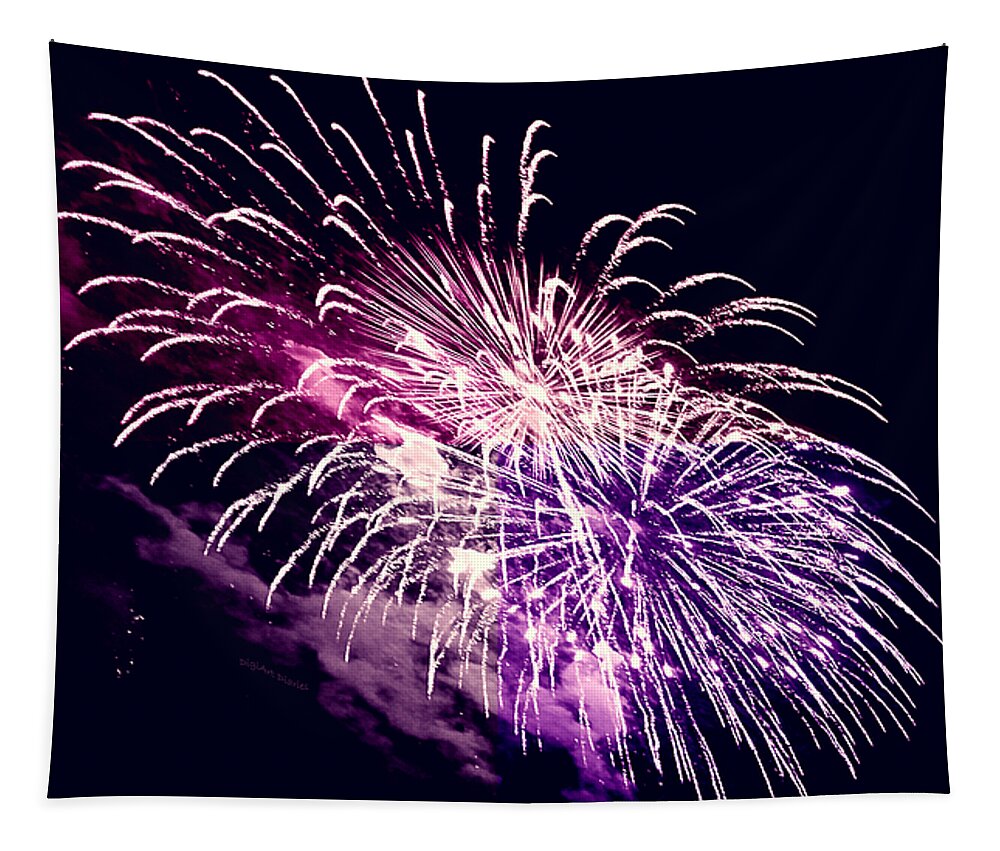 Fireworks Tapestry featuring the photograph Exploding Stars by DigiArt Diaries by Vicky B Fuller