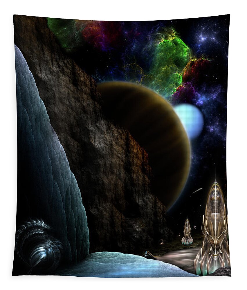 Exploration Of Space Tapestry featuring the digital art Exploration Of Space by Rolando Burbon