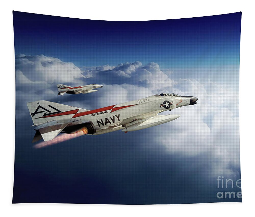 F-4 Tapestry featuring the digital art F-4 Phantom VF-74 by Airpower Art