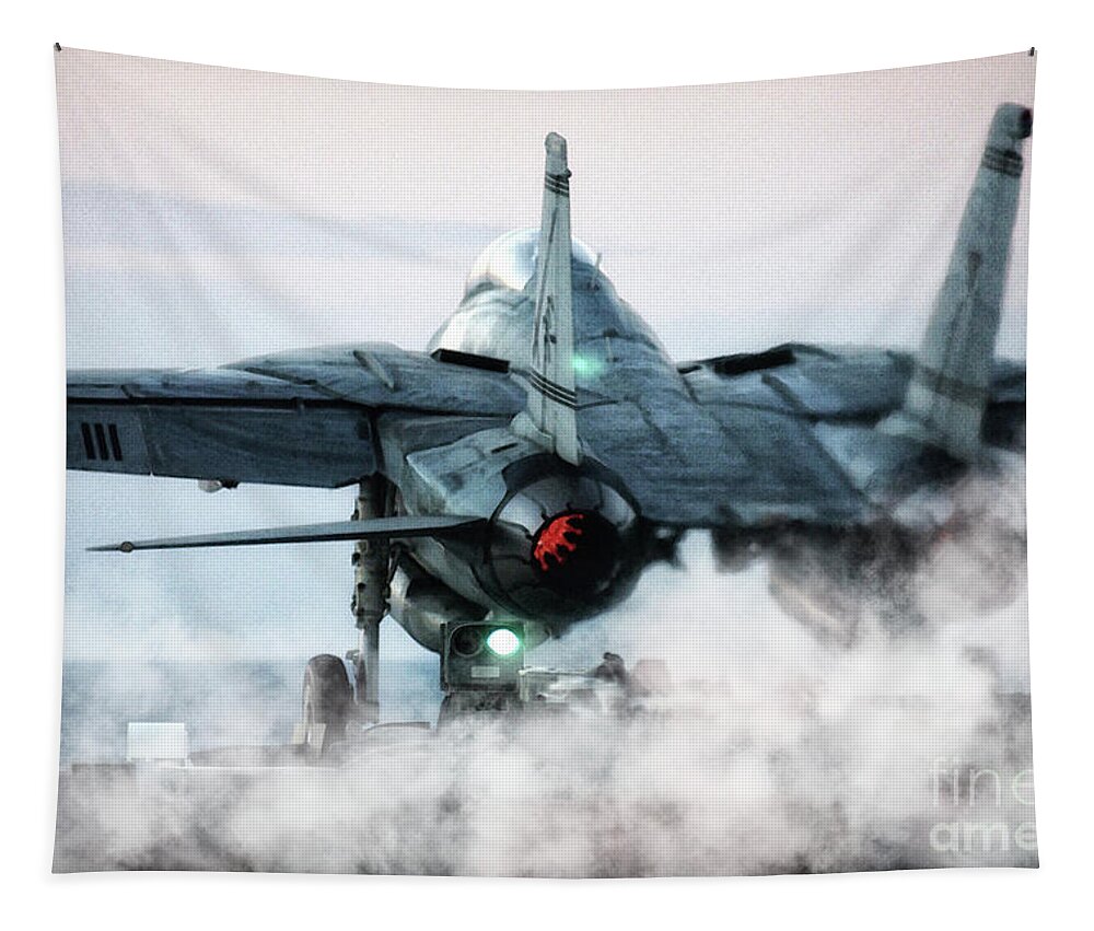 F14 Tapestry featuring the digital art F14 Tomcat Launch by Airpower Art