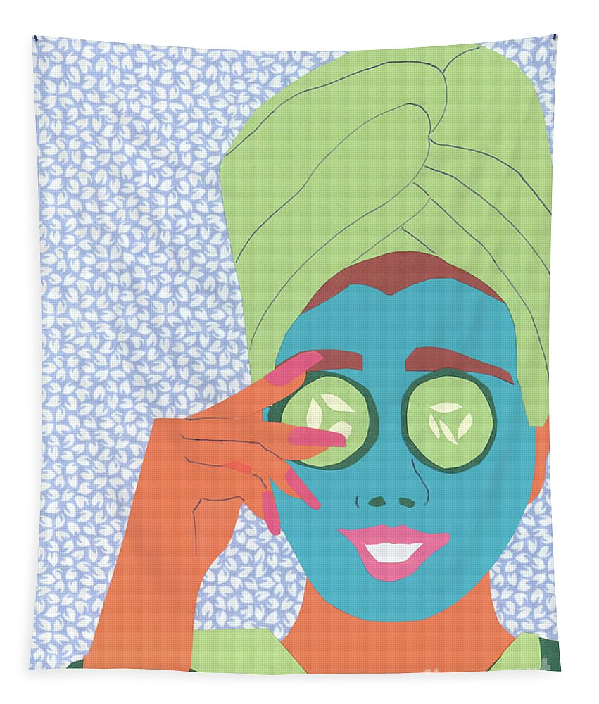 Face Tapestry featuring the mixed media Facial Masque by Debra Bretton Robinson