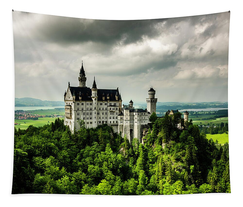 Fairytale-castle Tapestry featuring the photograph Fairytale Castle Neuschwanstein 2 by Wolfgang Stocker
