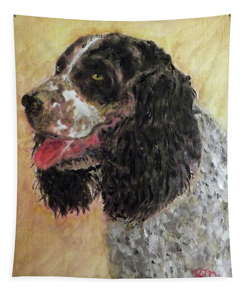 Dog Tapestry featuring the painting Faithful spaniel by Richard James Digance