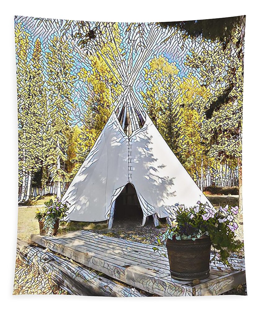 Tipi Tapestry featuring the digital art Fall Daze by Barb Cote