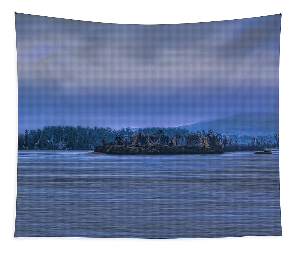 Weather Tapestry featuring the photograph Fall Rainstorm Over Lake Wausau by Dale Kauzlaric