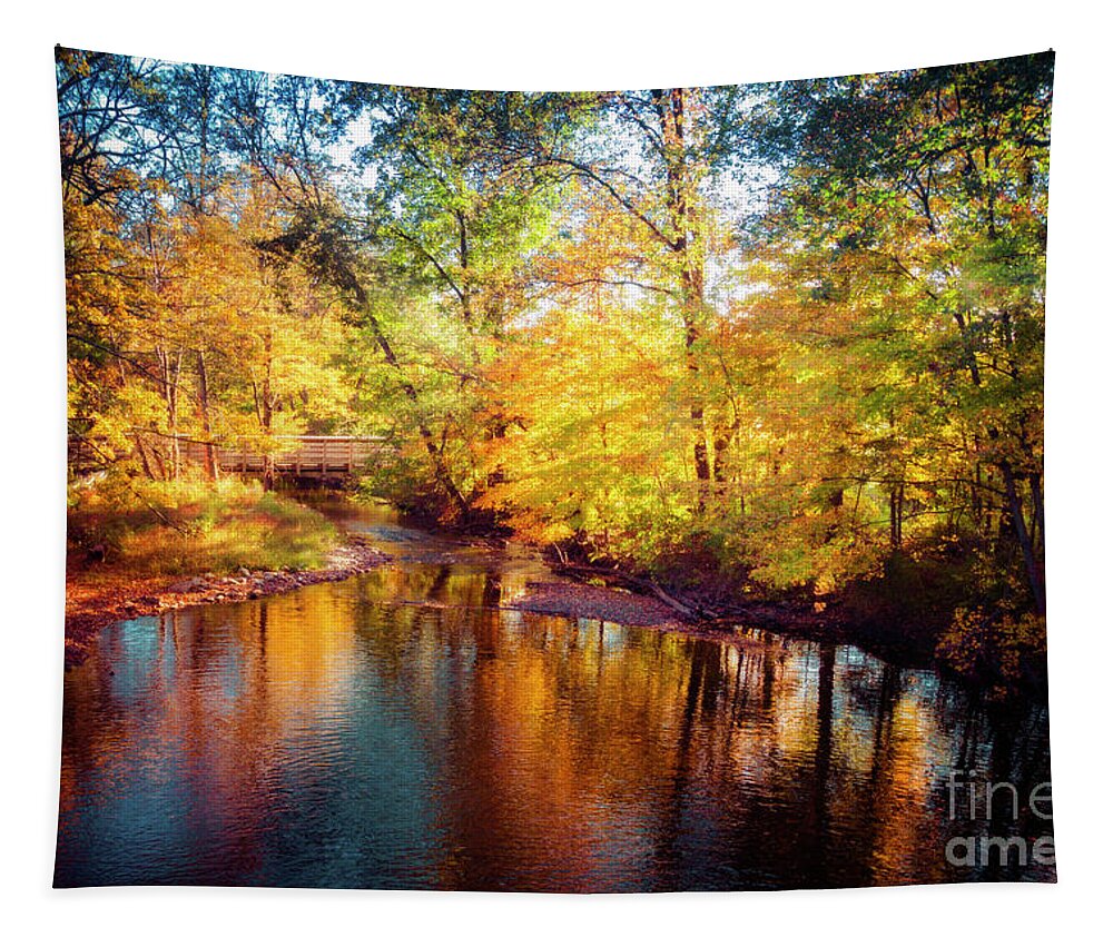 Fall Tapestry featuring the photograph Fall Scene in Stillwater by Eleanor Abramson