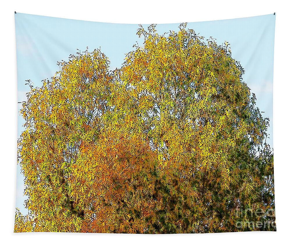 Tree Autumn Color Photo Photograph Green Red Orange Craig Walters Trees Fall Sky Tapestry featuring the digital art Fall Tree by Craig Walters