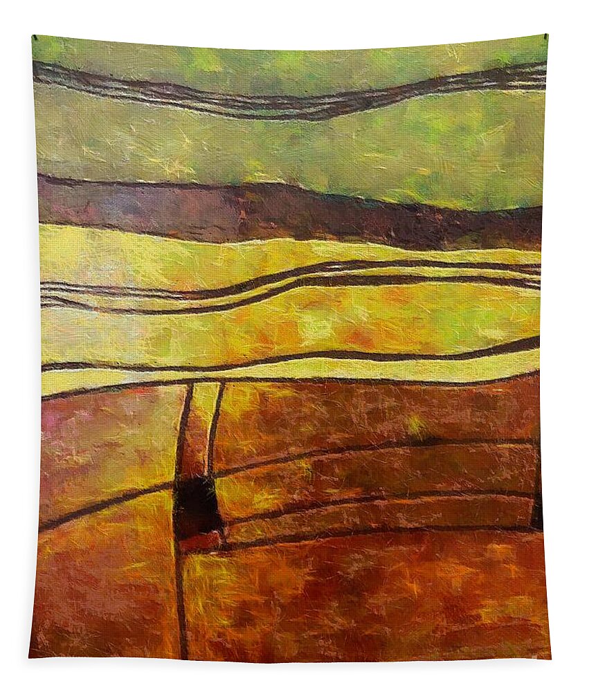 Landscape Autumn Tapestry featuring the painting Fallow Ground by Dragica Micki Fortuna