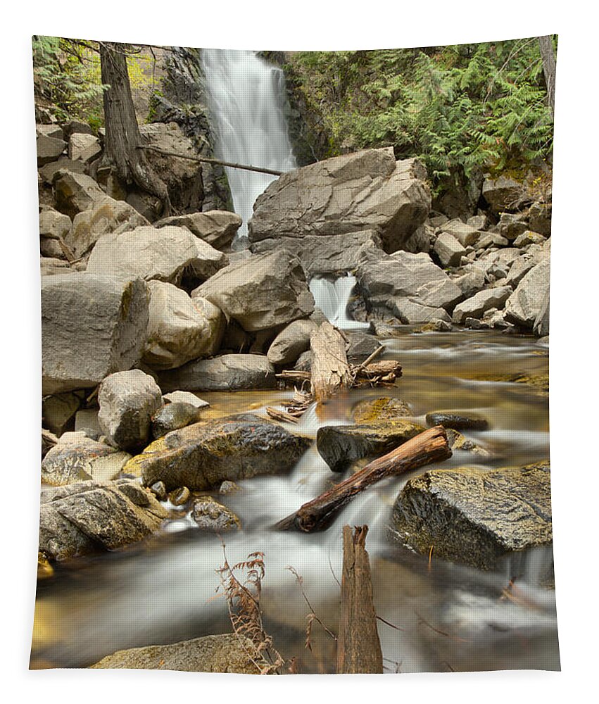 Falls Creek Falls Tapestry featuring the photograph Falls Creek Falls Over The Logs by Adam Jewell