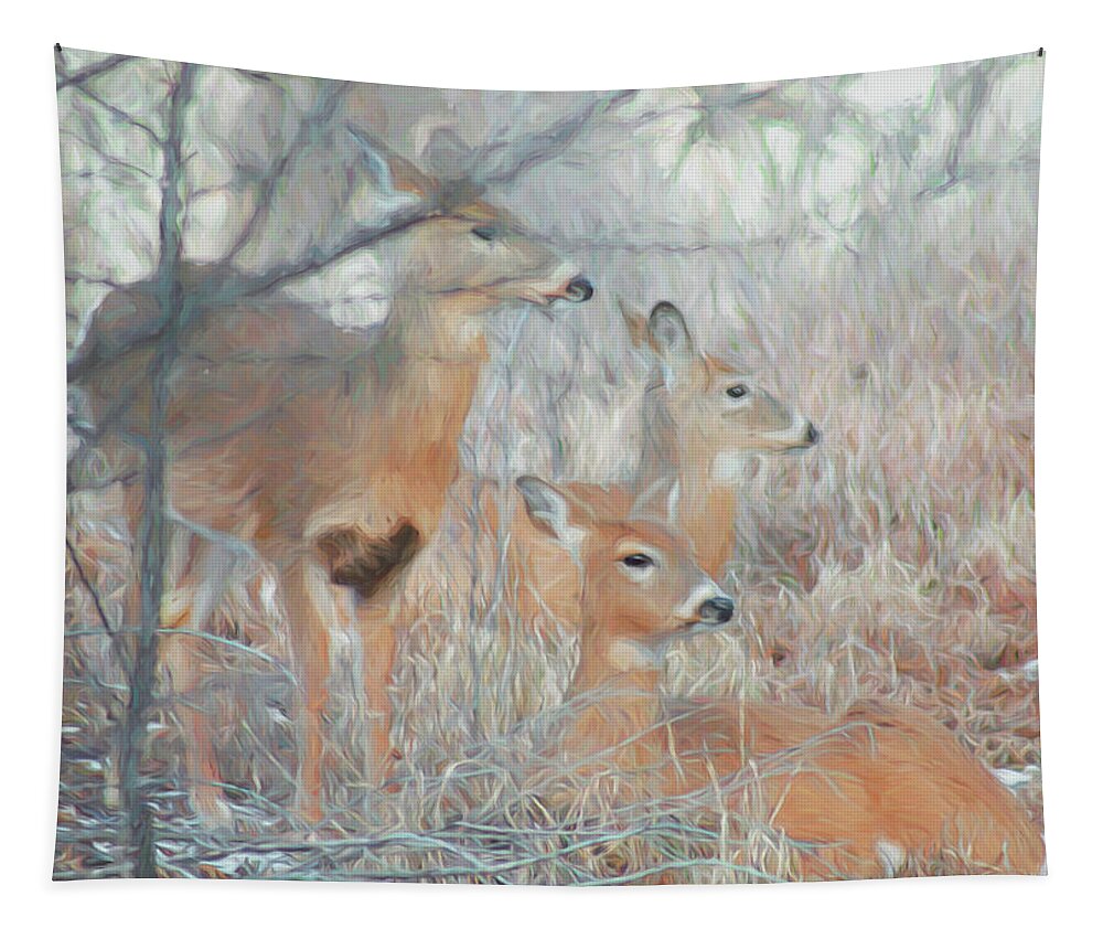 Deer Tapestry featuring the digital art Family Portrait by Ernest Echols