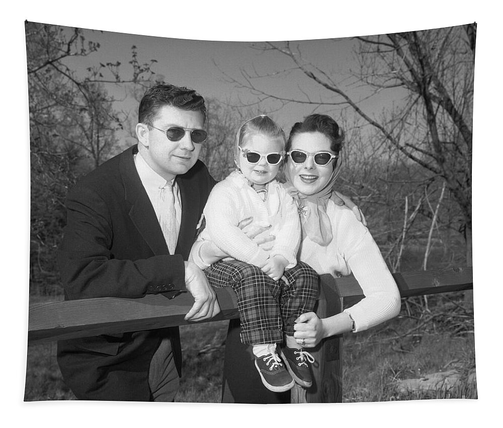 1950s Tapestry featuring the photograph Family Portrait With Sunglasses, C.1950s by J. Rogers/ClassicStock