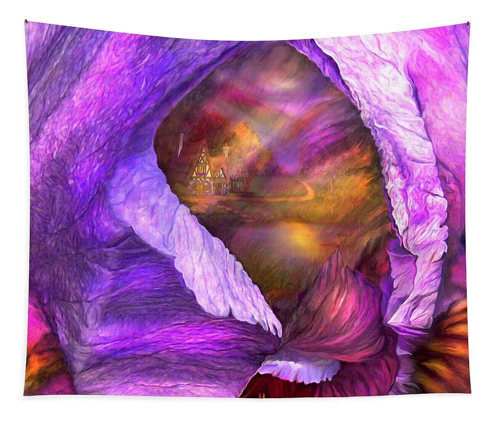 Carol Cavalaris Tapestry featuring the mixed media Fantasy Life Of An Iris by Carol Cavalaris
