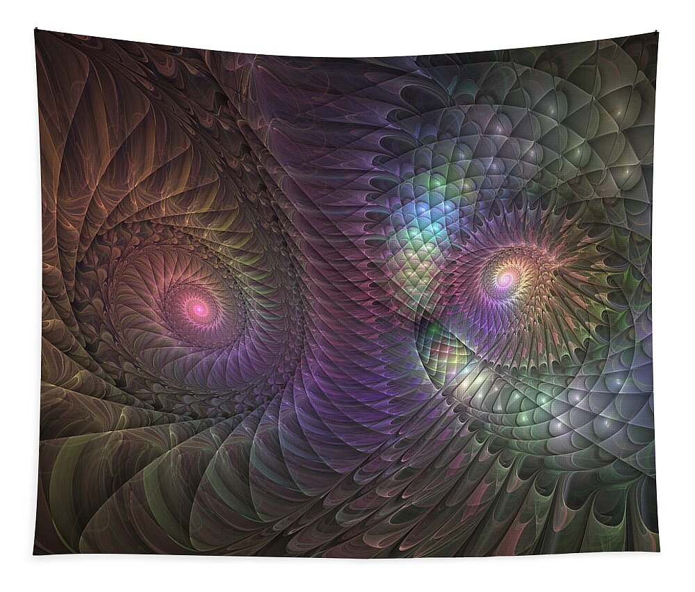 Abstract Tapestry featuring the digital art Fantasy Spirals by Gabiw Art