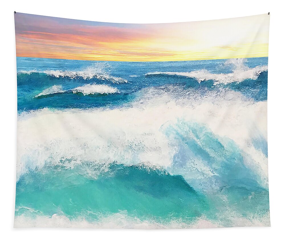 Ocean Tapestry featuring the painting Farthest Ocean by Linda Bailey