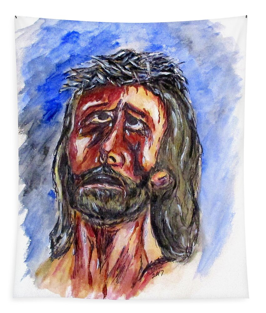 Jesus Tapestry featuring the painting Father Forgive Them by Clyde J Kell
